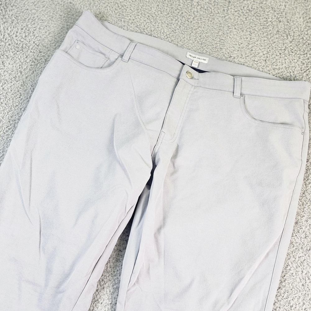 Peter Millar EB66 Pants Mens 40x32 Gray Chino Classic Fit 5 Pocket Golf Stretch